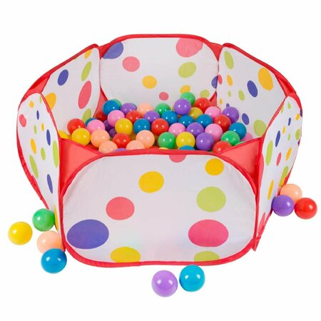 HEY PLAY Kids Pop-up Six-sided Ball Pit Tent with 200 Colorful & Soft Crush-proof Non-toxic Plastic Balls AF420000